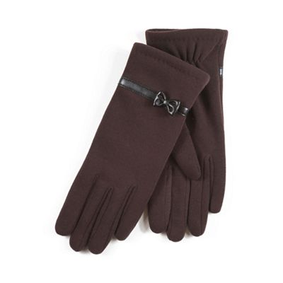 Ladies Chocolate Thermal Gloves with Bow Detail